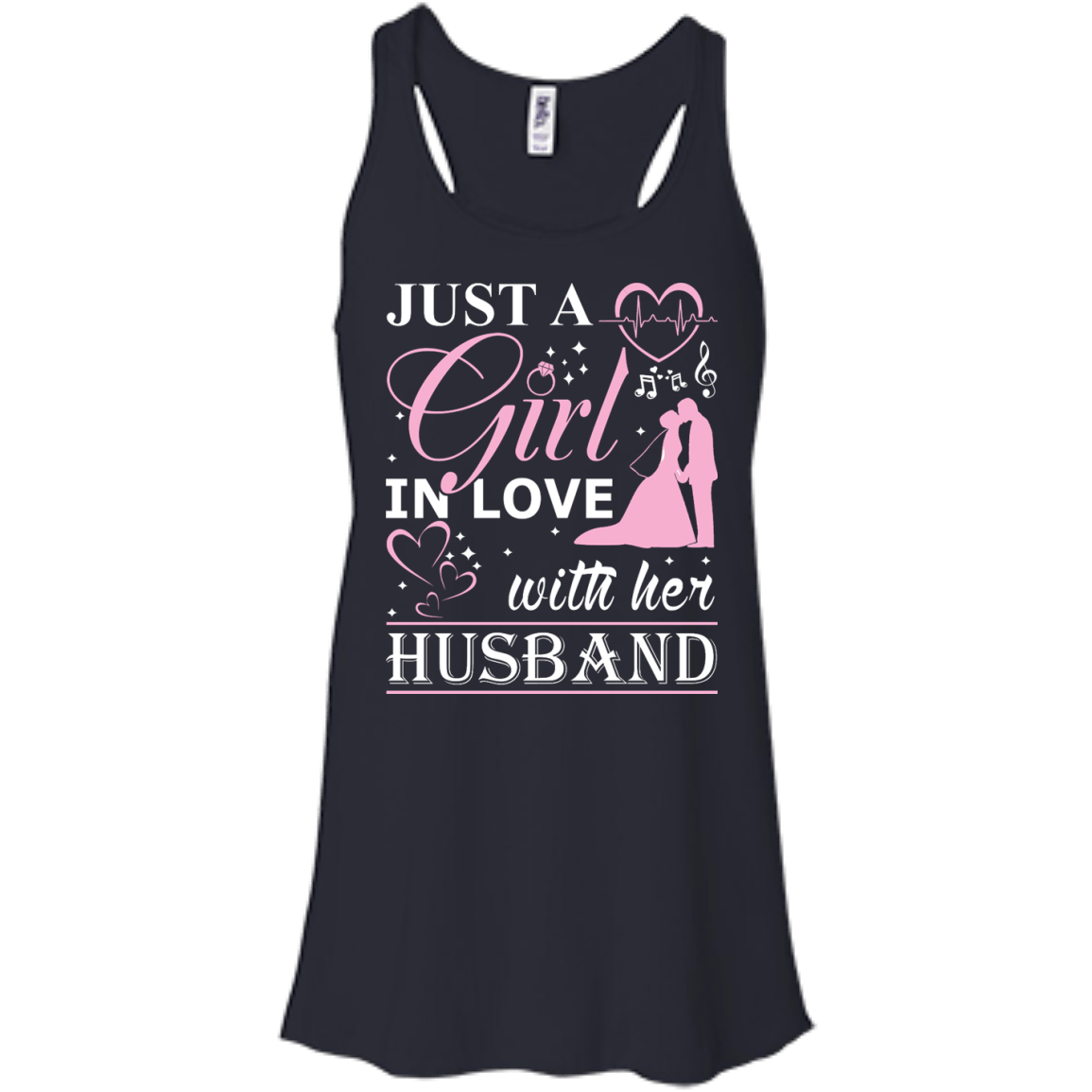 Just A Girl In Love With Her Husband-T-Shirt & Hoodie-Women's Flowy Racerback Tank-Midnight