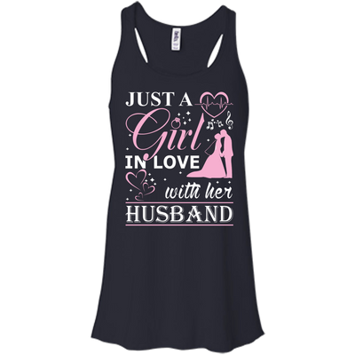Just A Girl In Love With Her Husband-T-Shirt & Hoodie-Women's Flowy Racerback Tank-Midnight