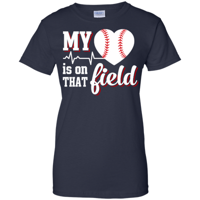 My Heart Is On That Field Baseball-T-Shirt & Hoodie-Women's T-Shirt-Navy