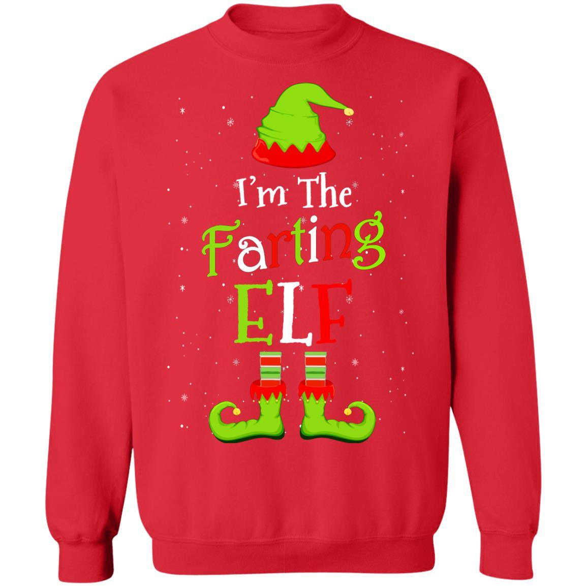 I'm The Farting Elf Family Matching Funny Christmas Group Gift-T-Shirt & Sweatshirt-Crewneck Sweatshirt-Red