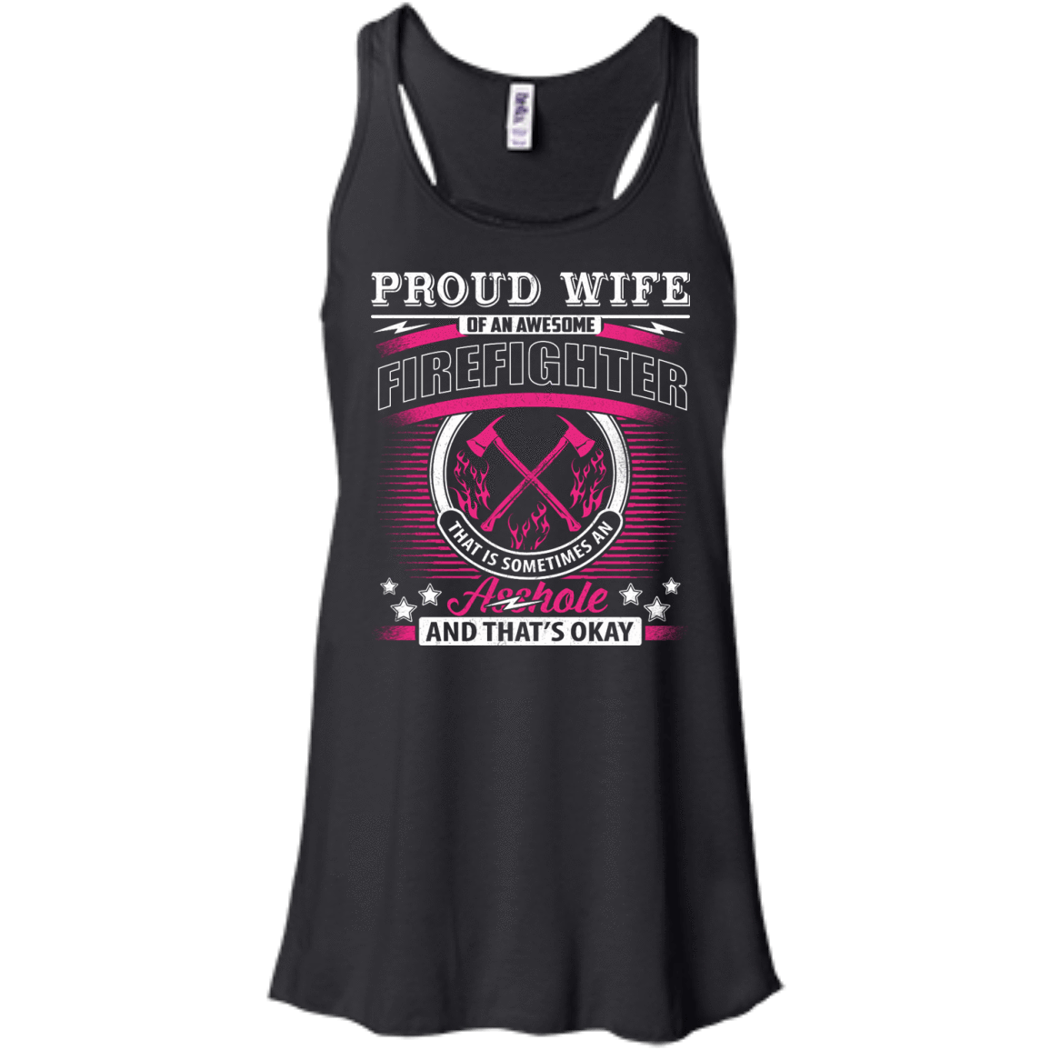 Proud Wife Of An Awesome Firefighter-T-Shirt & Hoodie-Women's Flowy Racerback Tank-Black
