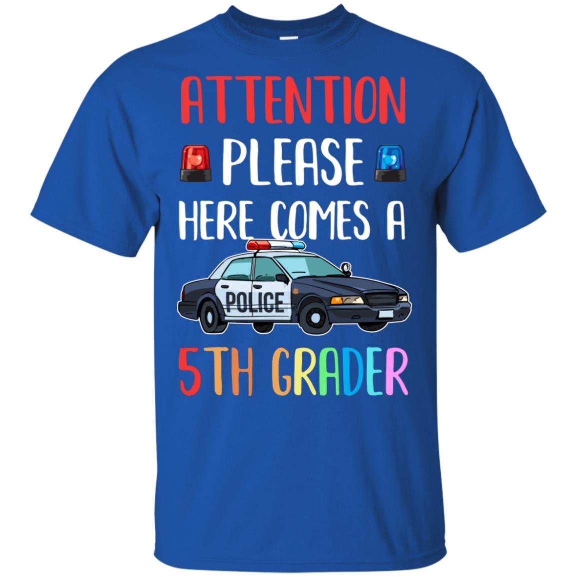 Kids First Day Of School 2021 5th Grade Police Attention Please Youth-T-Shirt & Hoodie-Youth T-Shirt-Royal