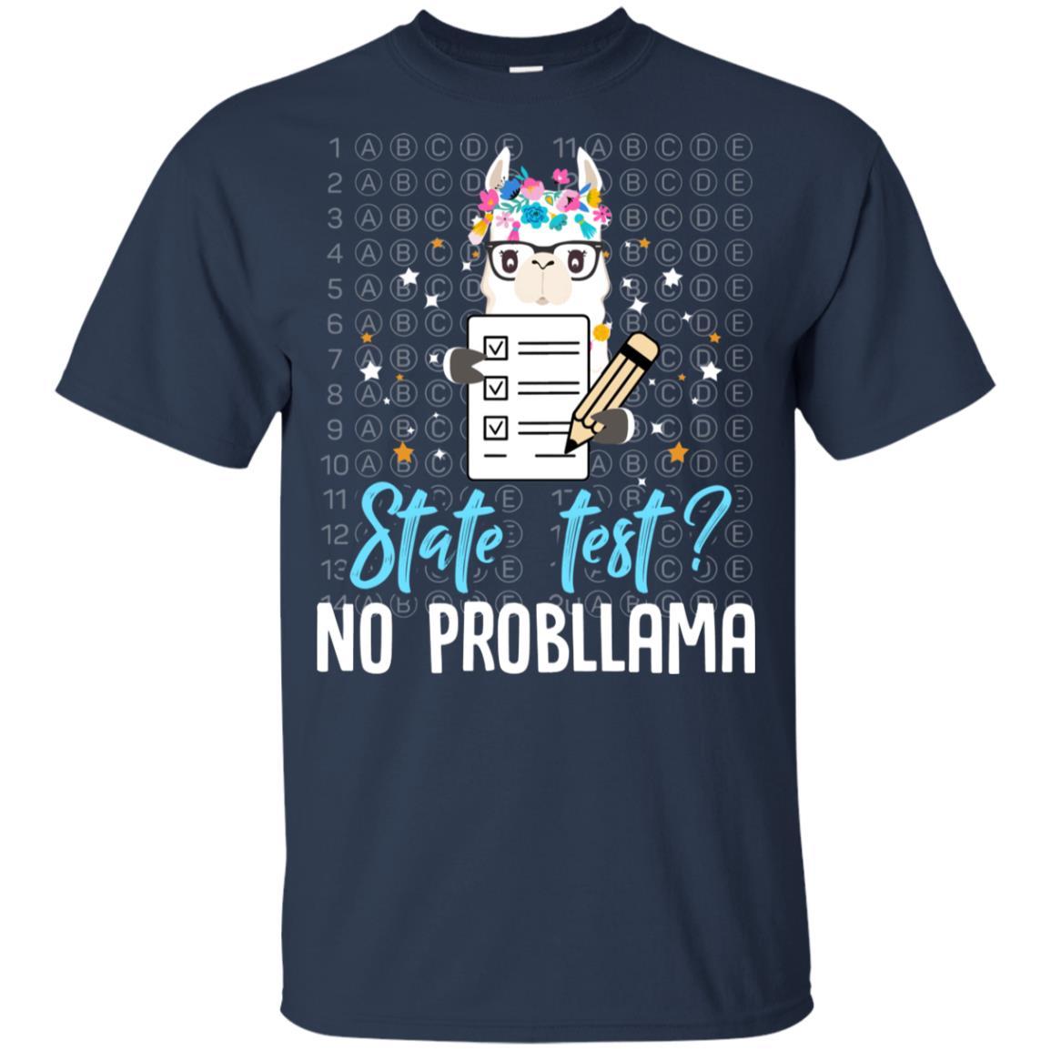 Llama Funny Motivational State Test Day For Students Youth-Youth Shirt-Youth T-Shirt-Navy