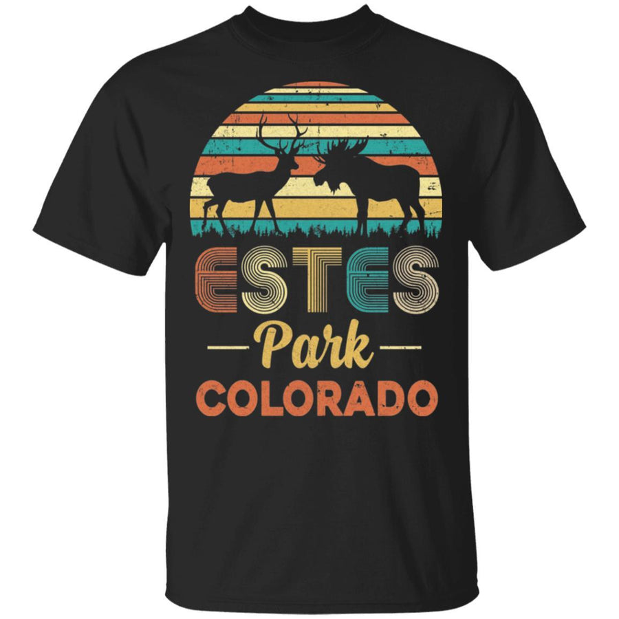 Vintage Estes Park Colorado Elk Moose Hunter Hunting-T-Shirt & Hoodie-Classic T-Shirt-Black
