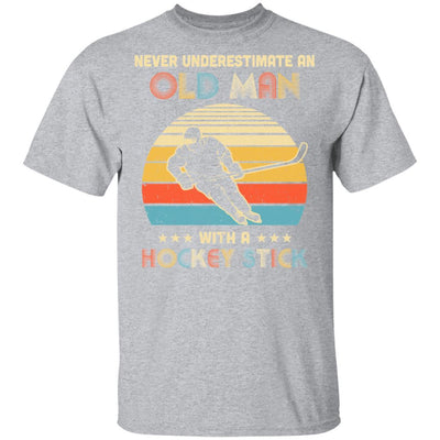 Never Underestimate An Old Man With A Hockey Stick Vintage-T-Shirt & Hoodie-Classic T-Shirt-Sport Grey