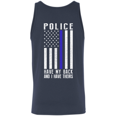 Police Have My Back and I Have Theirs Police Thin Blue Line-T-Shirt & Hoodie-Unisex Tank-Navy