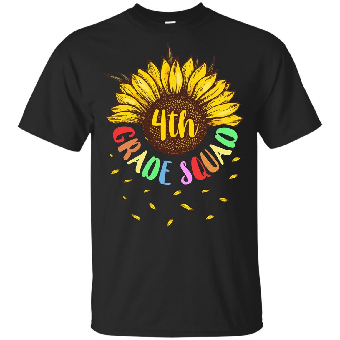 Sunflower 4th Grade Squad First Grade Teacher Youth-Youth Shirt-Youth T-Shirt-Black