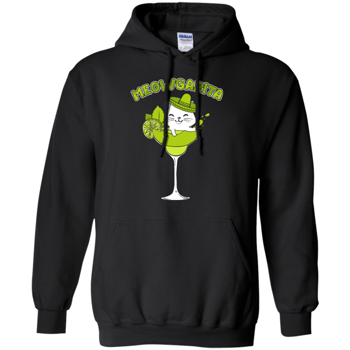 Meowgarita Margarita Cat Lover T Shirt-T-Shirt & Hoodie-Pullover Hoodie-Black