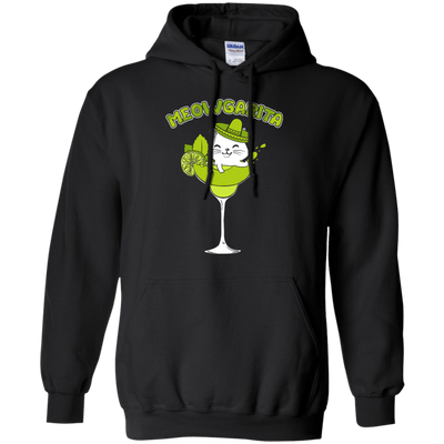 Meowgarita Margarita Cat Lover T Shirt-T-Shirt & Hoodie-Pullover Hoodie-Black