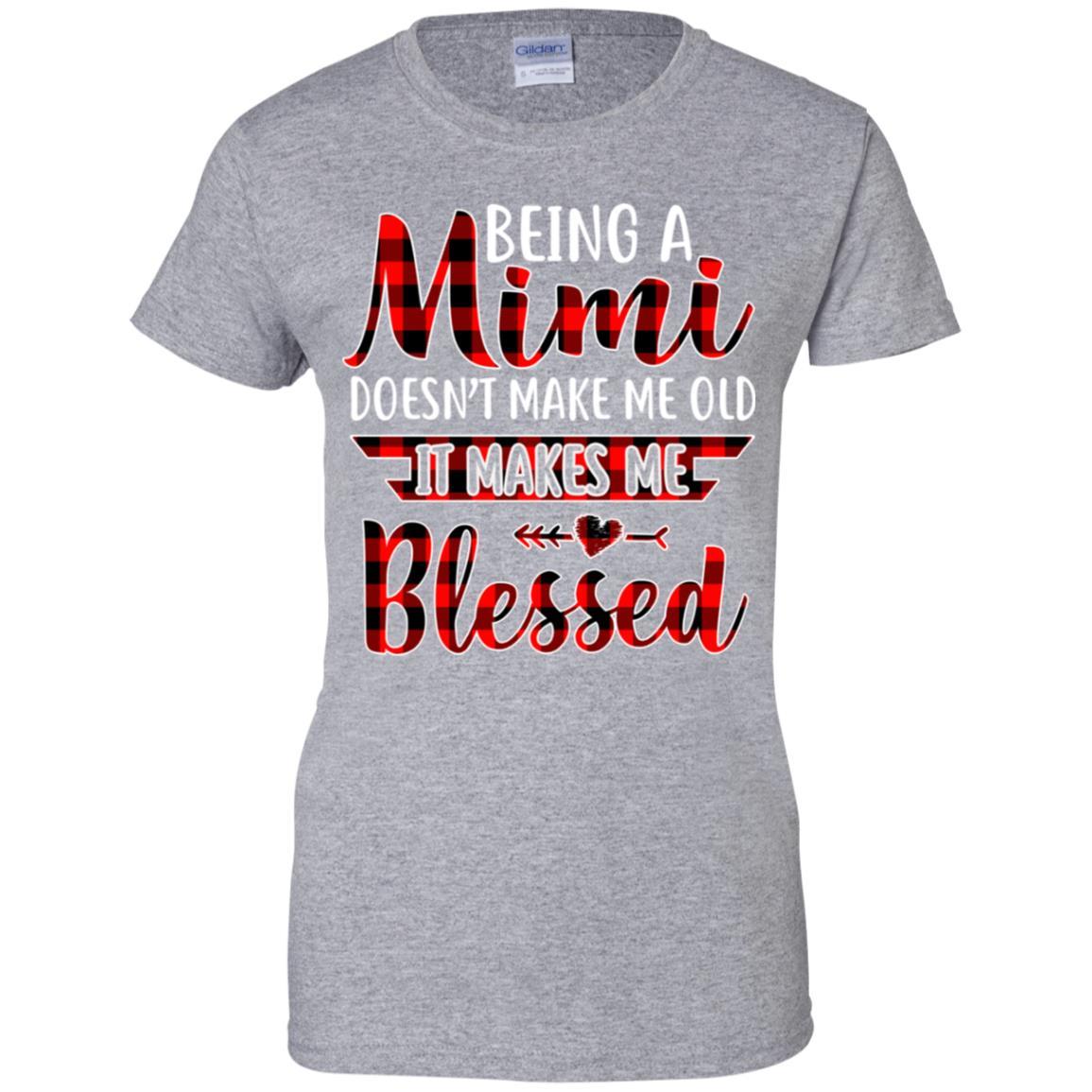Red Plaid Funny Being A Mimi Doesn't Make Me Old-T-Shirt & Hoodie-Women's T-Shirt-Sport Grey