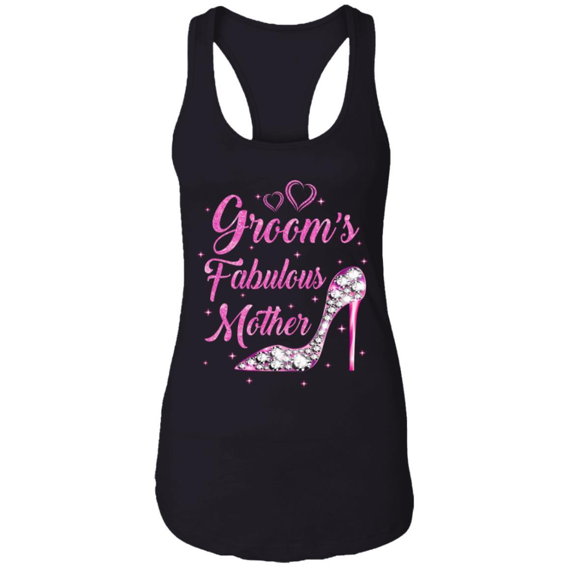 Groom's Fabulous Mother Happy Wedding Marry Vintage-T-Shirt & Tank Top-Women's Ideal Racerback Tank-Black