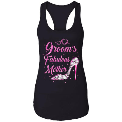 Groom's Fabulous Mother Happy Wedding Marry Vintage-T-Shirt & Tank Top-Women's Ideal Racerback Tank-Black