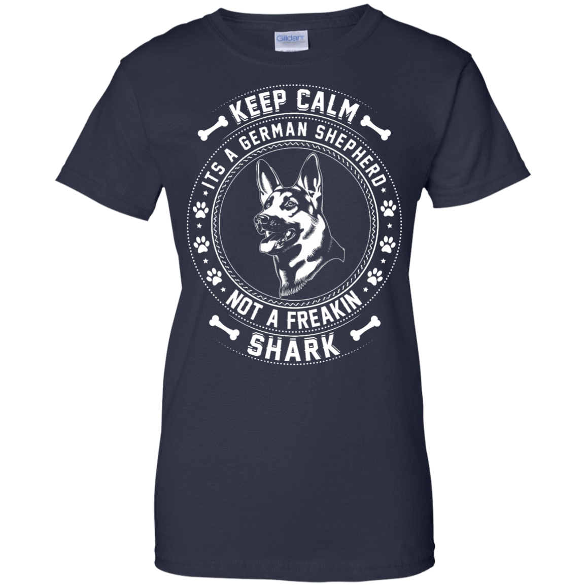 Keep Calm It's A German Shepherd Not A Freaking Shark-T-Shirt & Hoodie-Women's T-Shirt-Navy