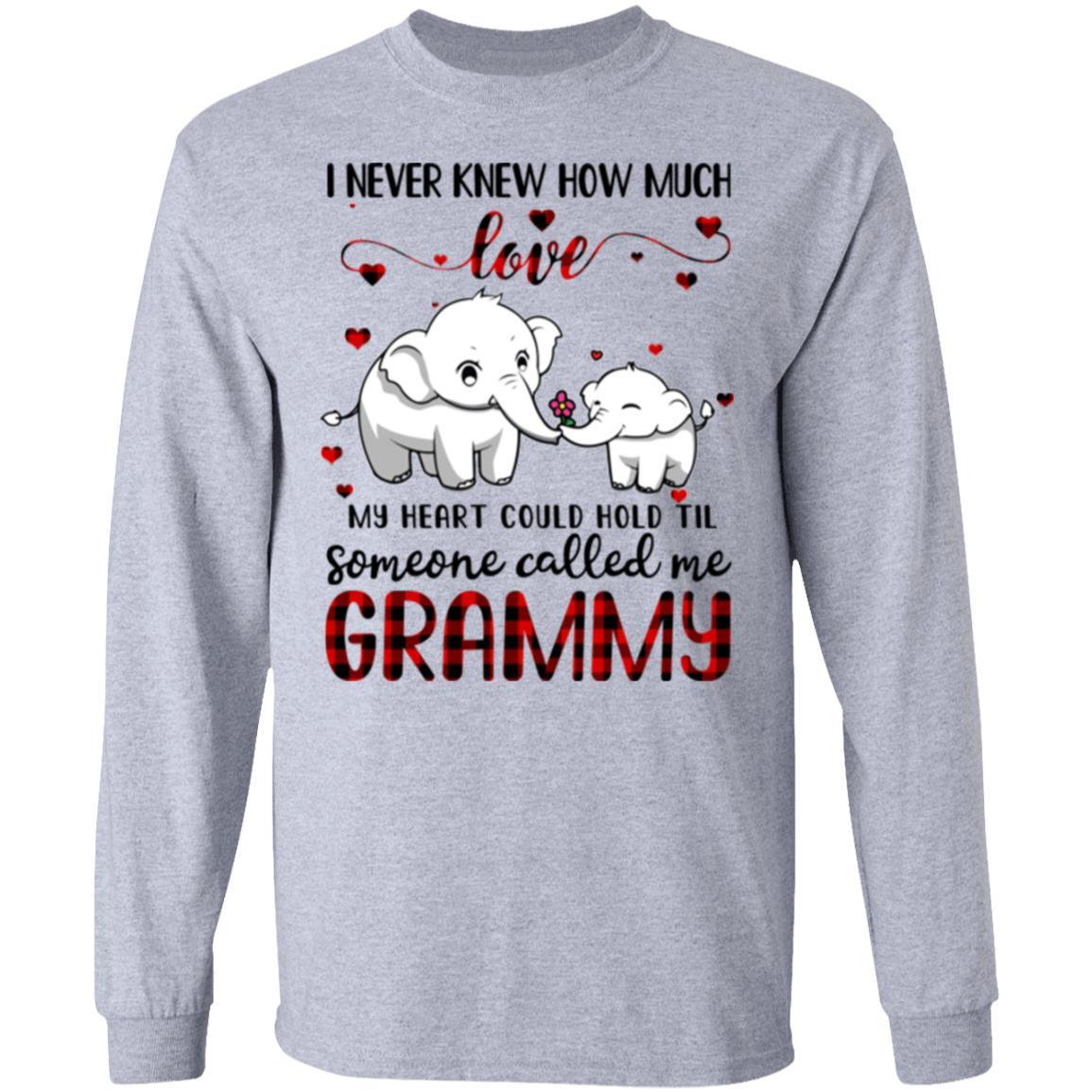 Someone Called Me Grammy Elephant Red Plaid Mother's Day-T-Shirt & Hoodie-Long Sleeve T-Shirt-Sport Grey