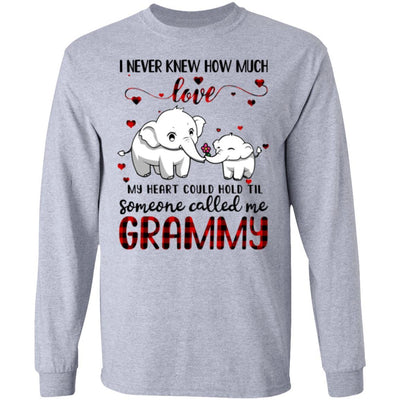 Someone Called Me Grammy Elephant Red Plaid Mother's Day-T-Shirt & Hoodie-Long Sleeve T-Shirt-Sport Grey
