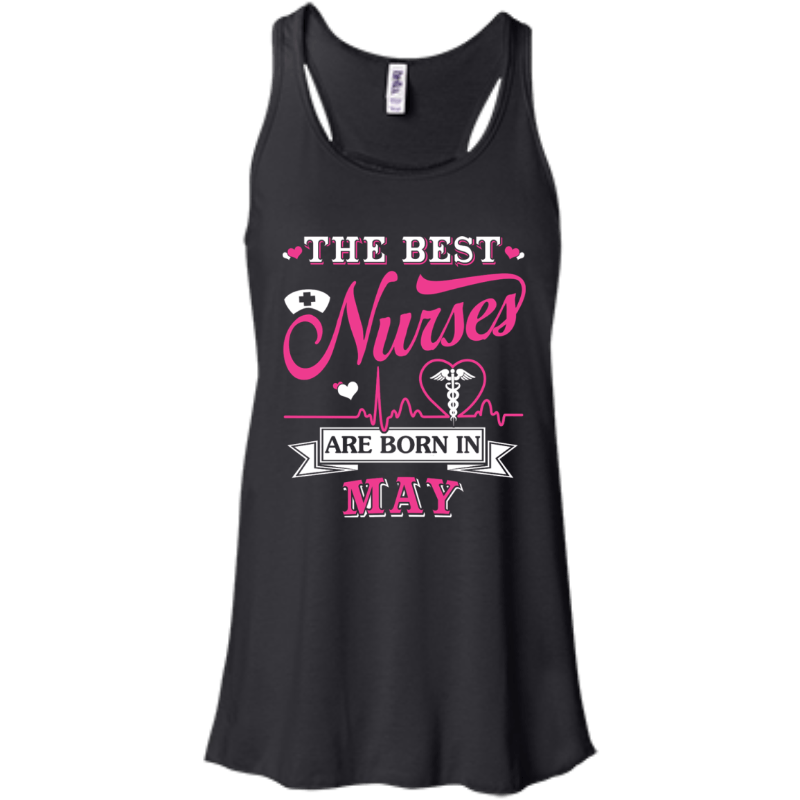 The Best Nurses Are Born In May-T-Shirt & Hoodie-Women's Flowy Racerback Tank-Black