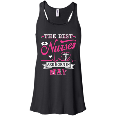 The Best Nurses Are Born In May-T-Shirt & Hoodie-Women's Flowy Racerback Tank-Black