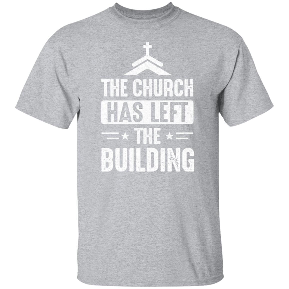 The Church Has Left The Building Graphic Design Gifts-T-Shirt & Hoodie-Classic T-Shirt-Sport Grey