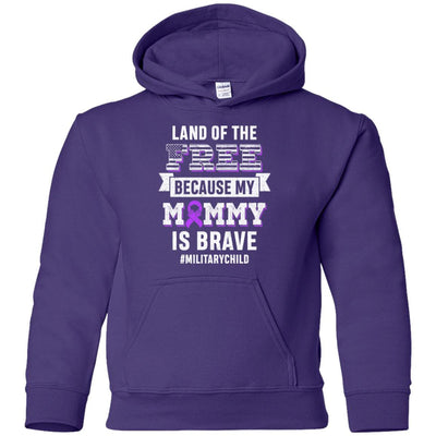 Military Child Month Purple Up Free Brave Mom Pride Youth-Youth Shirt-Youth Pullover Hoodie-Purple