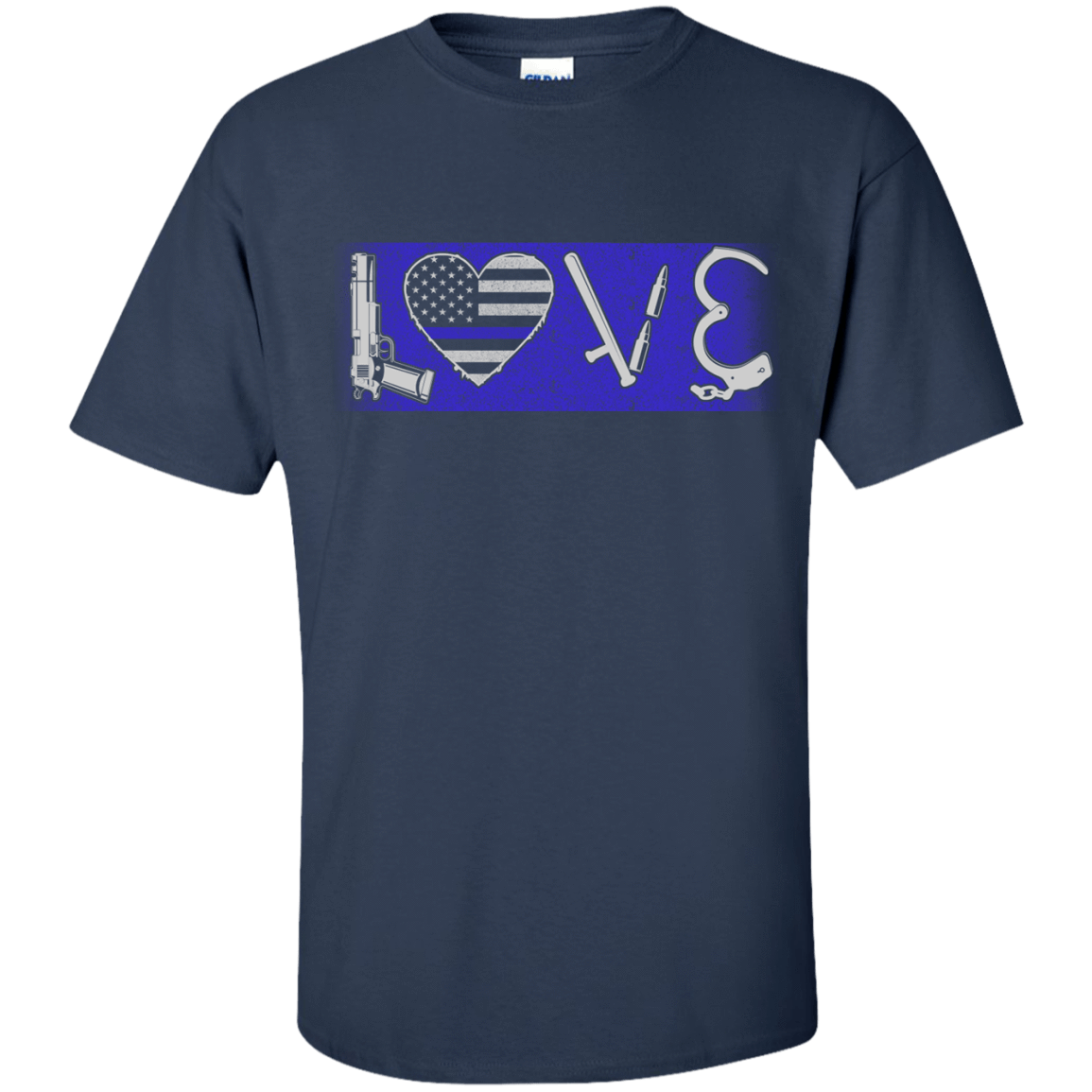 LOVE Thin Blue Line Police Officer-T-Shirt & Hoodie-Classic T-Shirt-Navy