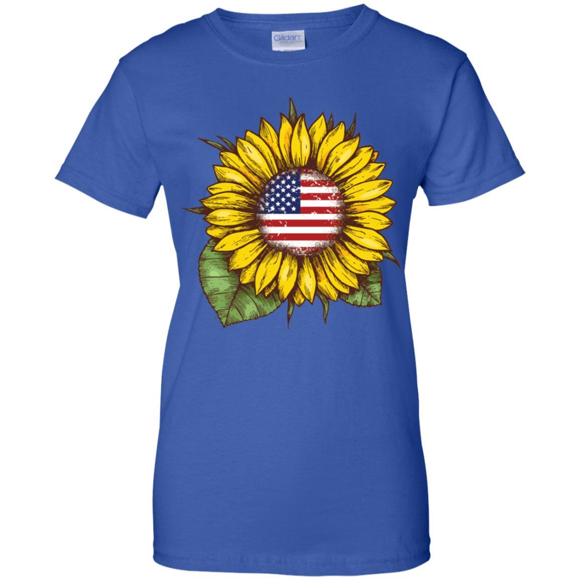 Hippie Sunflower American Flag 4th Of July-T-Shirt & Hoodie-Women's T-Shirt-Royal