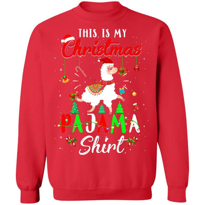 This Is My Christmas Pajama Llama Christmas Gifts-T-Shirt & Sweatshirt-Crewneck Sweatshirt-Red