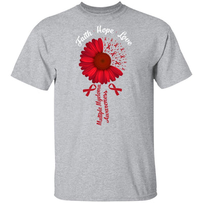 Faith Hope Love Burgundy Multiple Myeloma Awareness-T-Shirt & Hoodie-Classic T-Shirt-Sport Grey