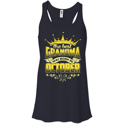 The Best Grandma Was Born In October-T-Shirt & Hoodie-Women's Flowy Racerback Tank-Midnight