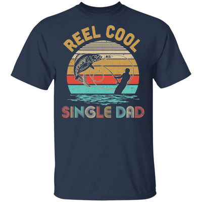 Vintage Reel Cool Single Dad Fish Fishing Father's Day Gift-T-Shirt & Hoodie-Classic T-Shirt-Navy