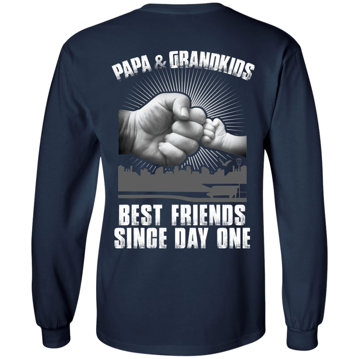 Papa And Grandkids Best Friends Single Day One-T-Shirt & Hoodie-Long Sleeve T-Shirt-Navy
