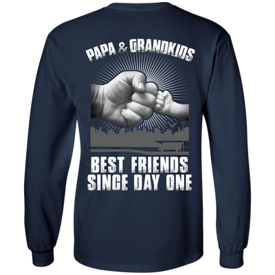 Papa And Grandkids Best Friends Single Day One-T-Shirt & Hoodie-Long Sleeve T-Shirt-Navy