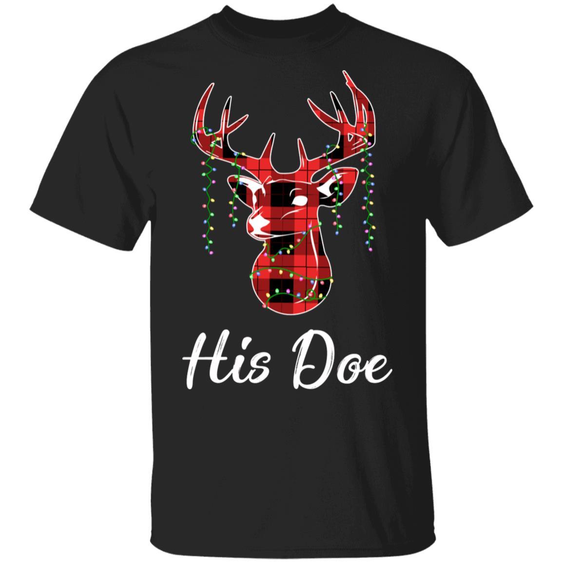 His Doe Couples Matching Christmas Pajamas Costume Gift-T-Shirt & Sweatshirt-Classic T-Shirt-Black