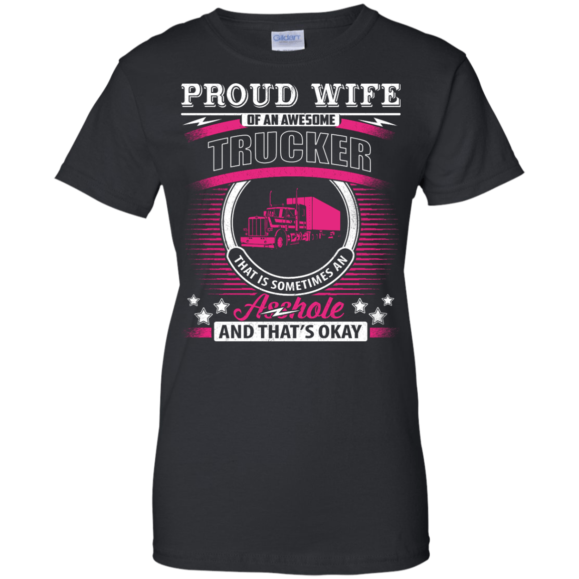 Proud Wife Of An Awesome Trucker-T-Shirt & Hoodie-Women's T-Shirt-Black