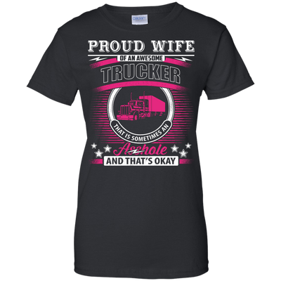 Proud Wife Of An Awesome Trucker-T-Shirt & Hoodie-Women's T-Shirt-Black