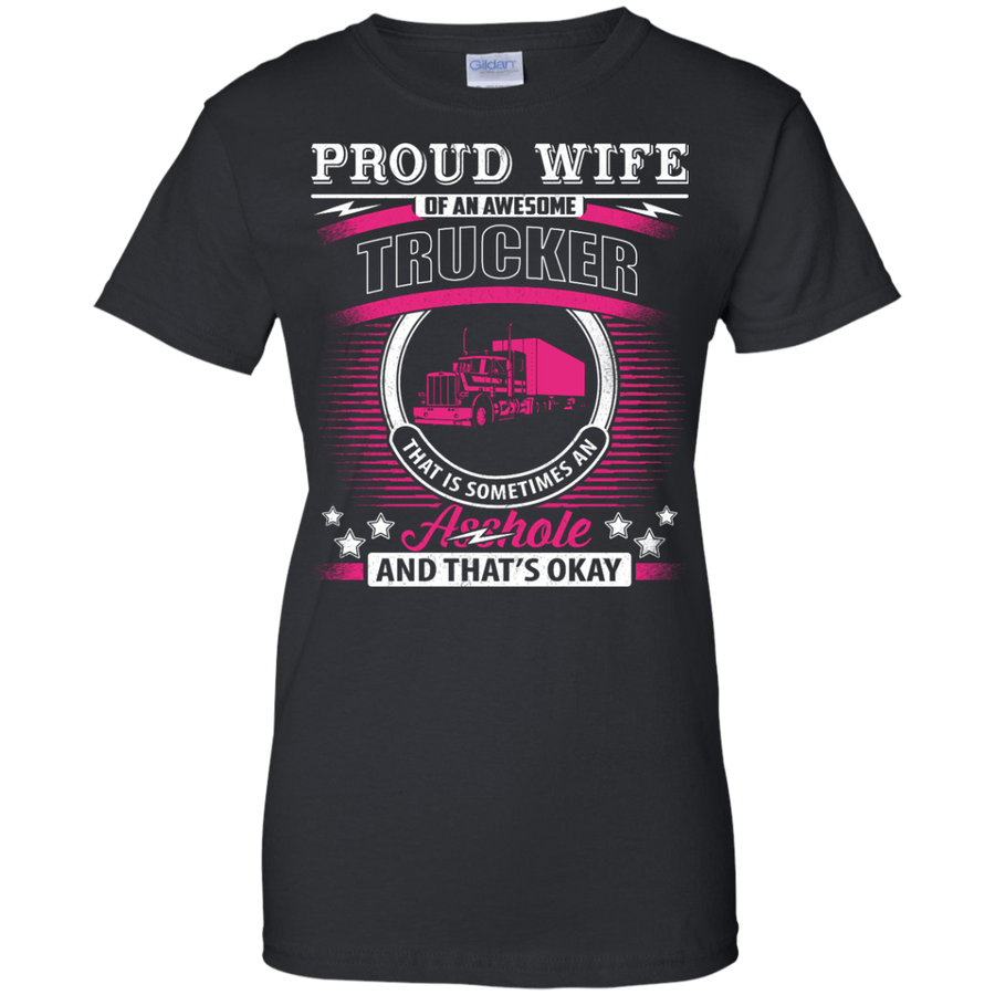 Proud Wife Of An Awesome Trucker-T-Shirt & Hoodie-Women's T-Shirt-Black