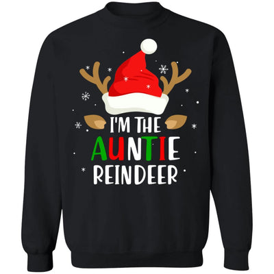 I'm The Auntie Reindeer Matching Family Christmas-T-Shirt & Sweatshirt-Crewneck Sweatshirt-Black