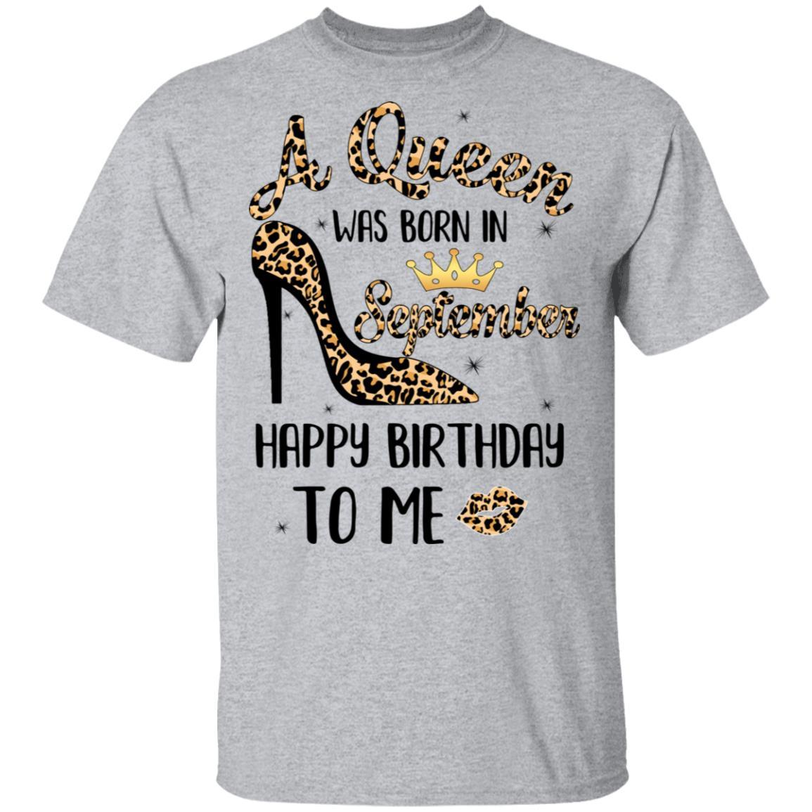 Born In September Girl Leopard High Heels Birthday Women Gift-T-Shirt & Tank Top-Classic T-Shirt-Sport Grey
