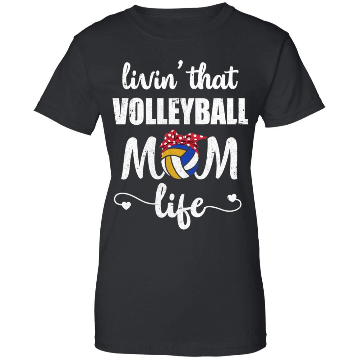 Living That Volleyball Mom Life Mothers Day Gifts-T-Shirt & Tank Top-Women's T-Shirt-Black