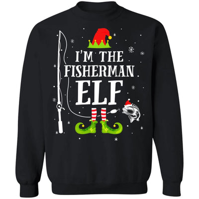 I'm The Fisherman Elf Matching Funny Fishing Christmas Xmas-T-Shirt & Sweatshirt-Crewneck Sweatshirt-Black