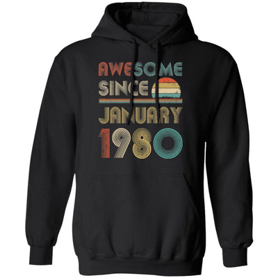 Awesome Since January 1980 Vintage 41th Birthday Gifts-T-Shirt & Hoodie-Pullover Hoodie-Black