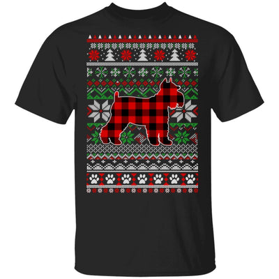 Schnauzer Red Plaid Ugly Christmas Sweater Gifts-T-Shirt & Sweatshirt-Classic T-Shirt-Black