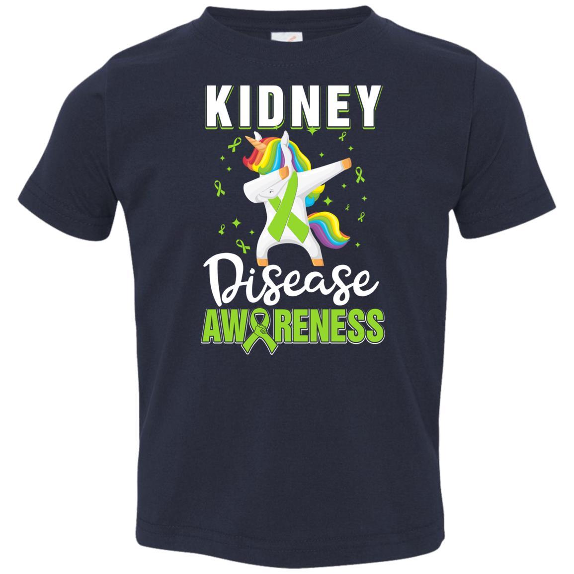 Inspirational Kidney Disease Awareness Unicorn Support Youth-Youth Shirt-Toddler T-Shirt-Navy