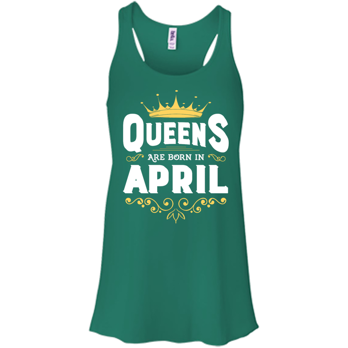 Queens Are Born In April-T-Shirt & Hoodie-Women's Flowy Racerback Tank-Kelly