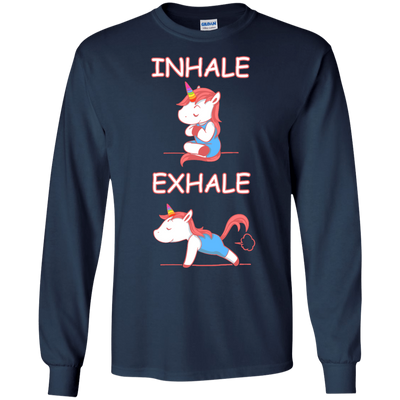 Yoga Unicorn Inhale Exhale-T-Shirt & Hoodie-Long Sleeve T-Shirt-Navy
