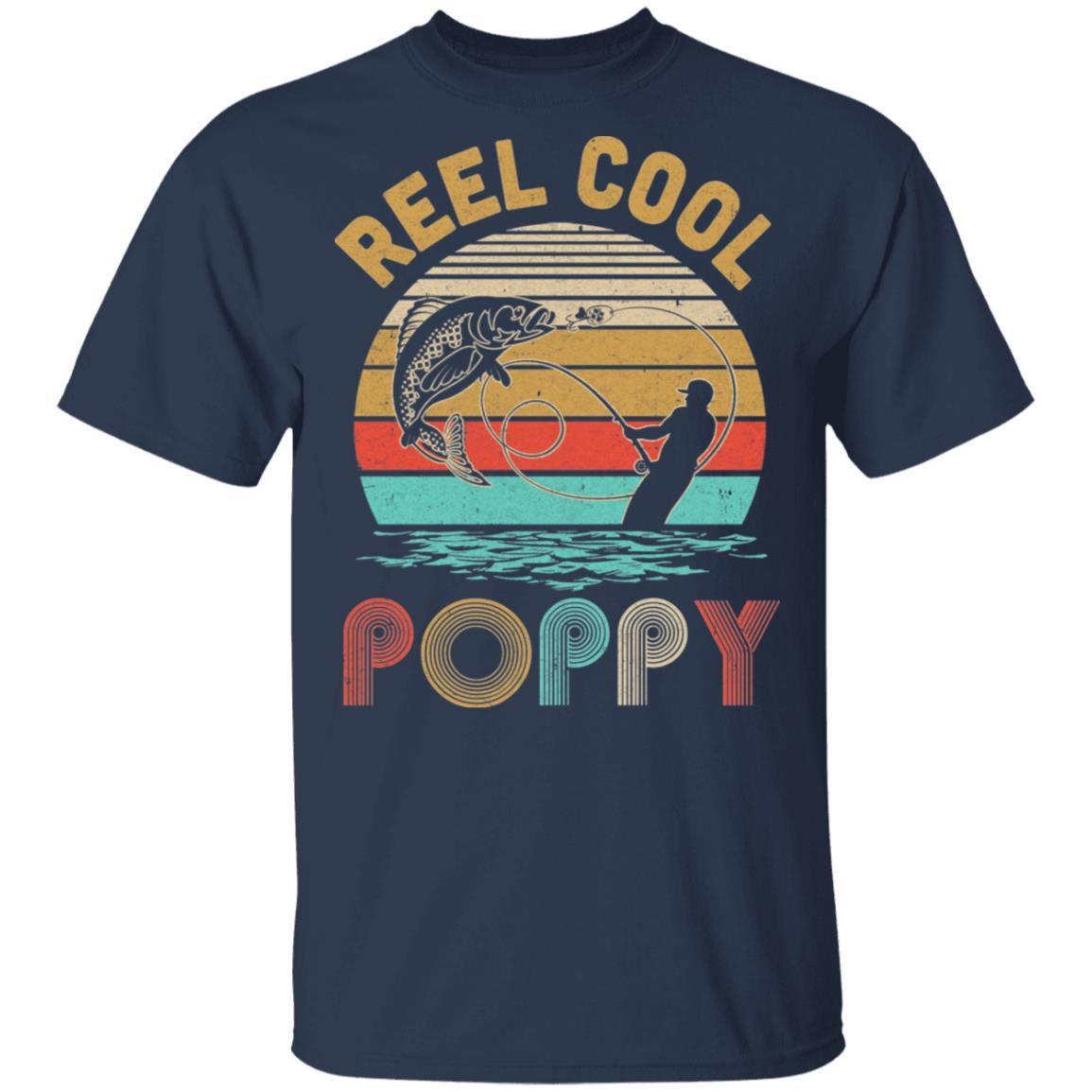 Vintage Reel Cool Poppy Fish Fishing Father's Day Gift-T-Shirt & Hoodie-Classic T-Shirt-Navy