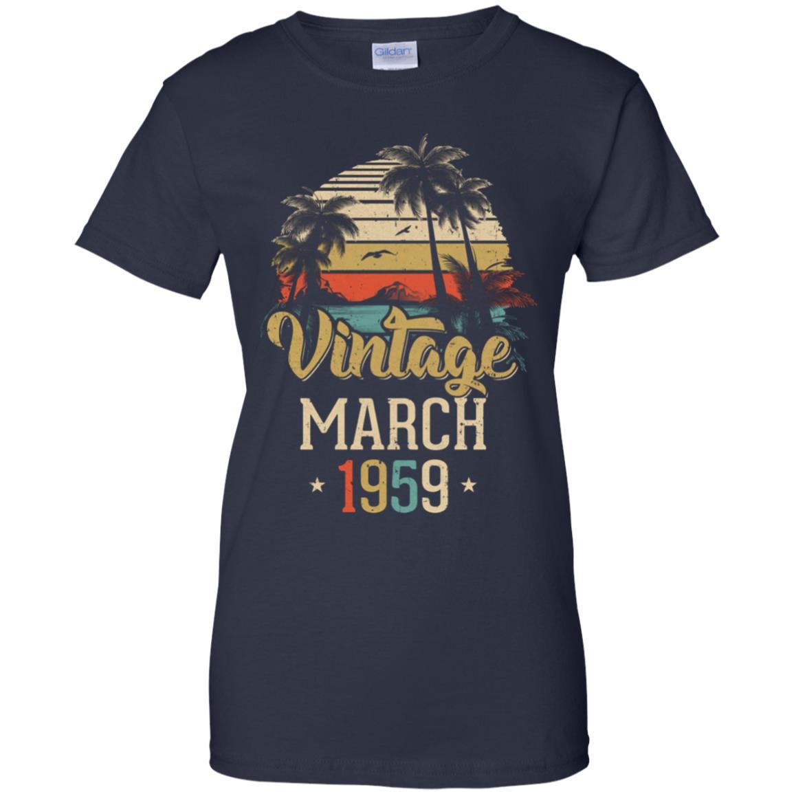Retro Classic Vintage March 1959 62th Birthday Gift-T-Shirt & Hoodie-Women's T-Shirt-Navy
