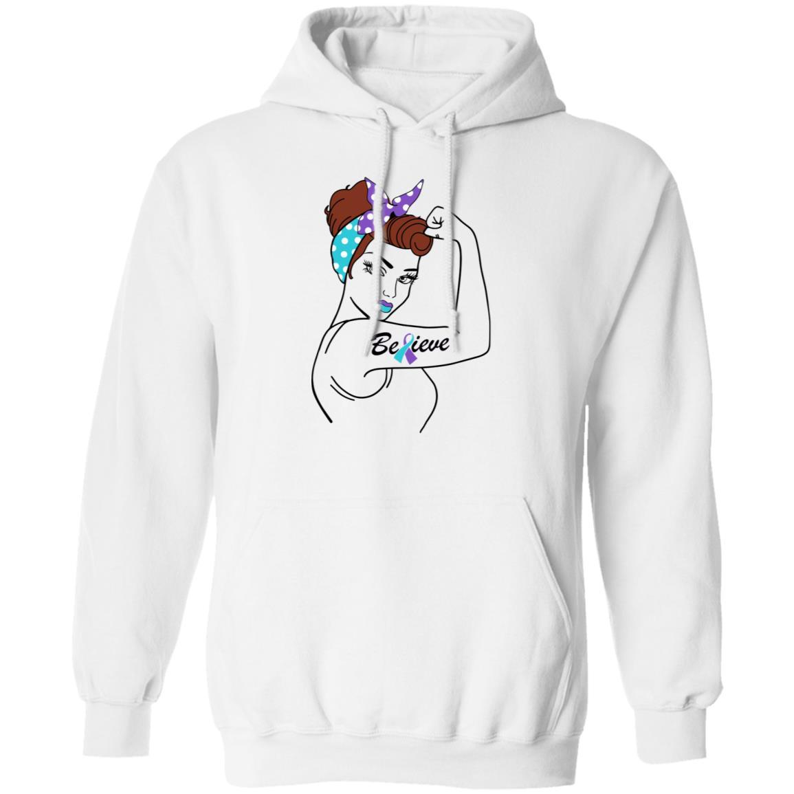 Support Suicide Prevention Awareness Warrior Believe-T-Shirt & Hoodie-Pullover Hoodie-White