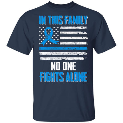 In This Family No One Fights Colon Cancer Alone Youth-Youth Shirt-Youth T-Shirt-Navy