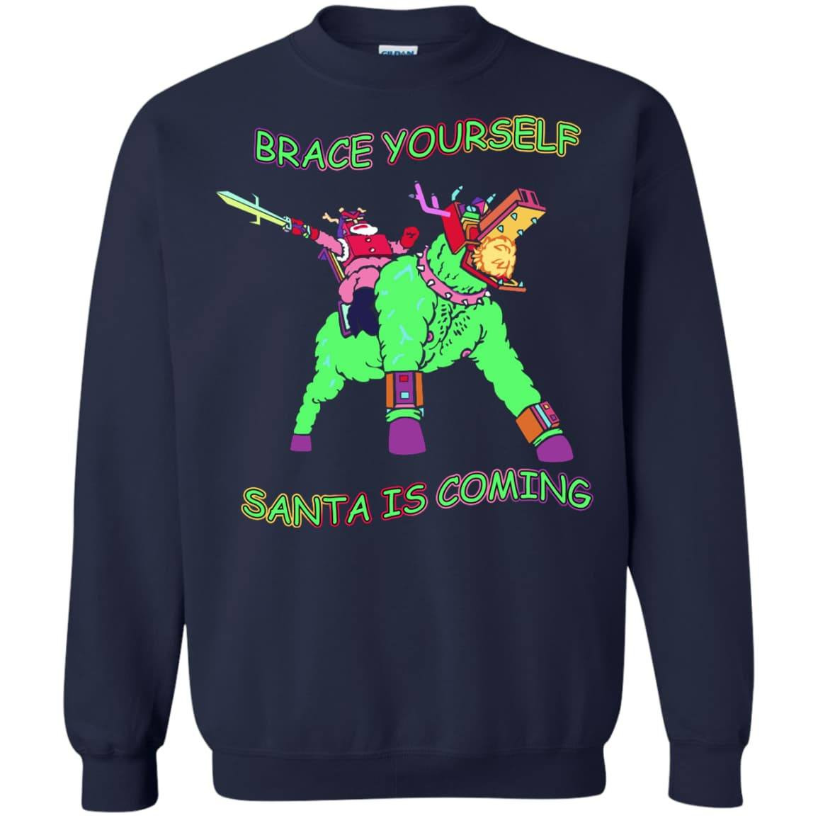 Brace Yourself, Santa Is Coming-T-Shirt & Hoodie-Crewneck Sweatshirt-Navy