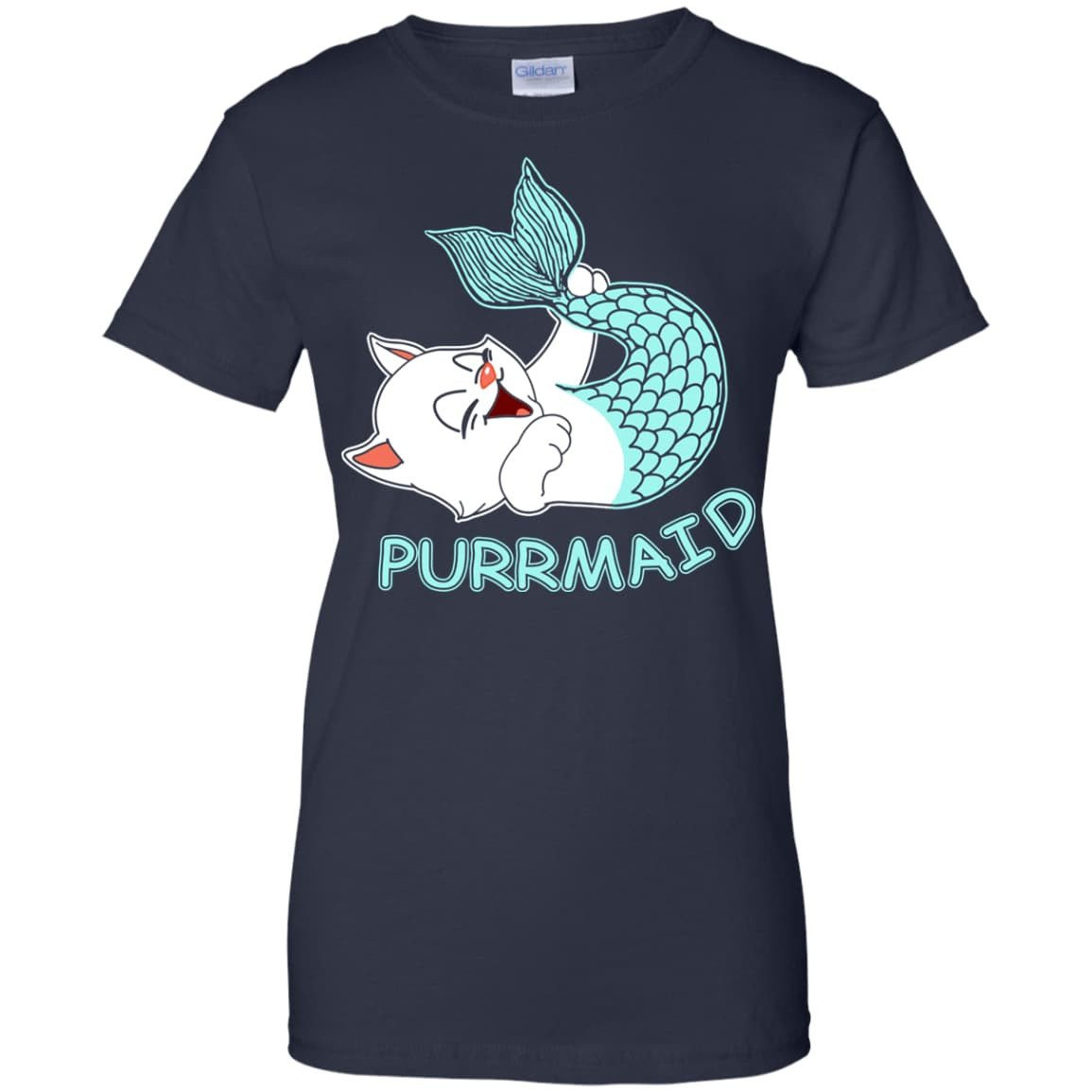 Funny Purrmaid Cat Mermaid-T-Shirt & Hoodie-Women's T-Shirt-Navy